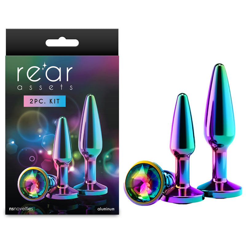 Rear Assets Tapered Trainer Kit - Multicolour - Multicoloured Metal Butt Plugs - Set of 2 Sizes