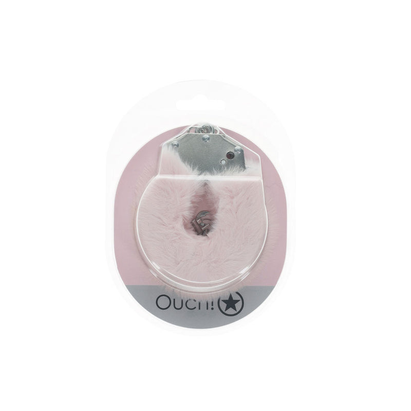 OUCH! Heavy-Duty Fluffy Cuffs - Powder Pink - Powder Pink Fluffy Restraints