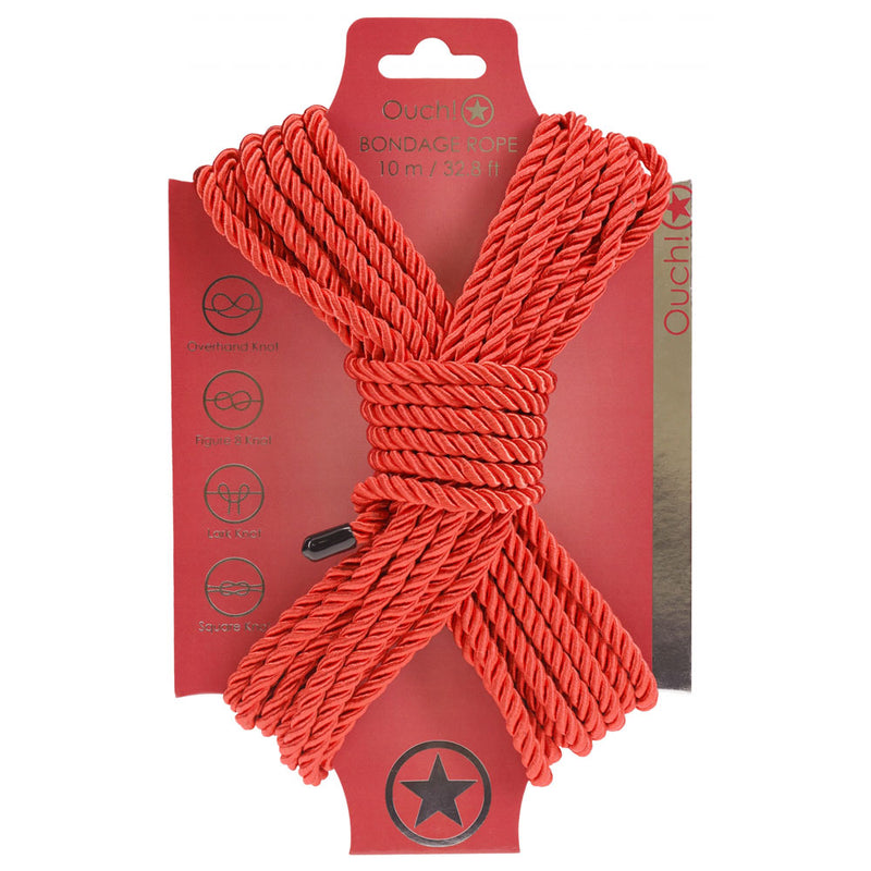 OUCH! Bondage Rope - 10 M - Red - Red Nylon Bondage Rope - 10 metre Length