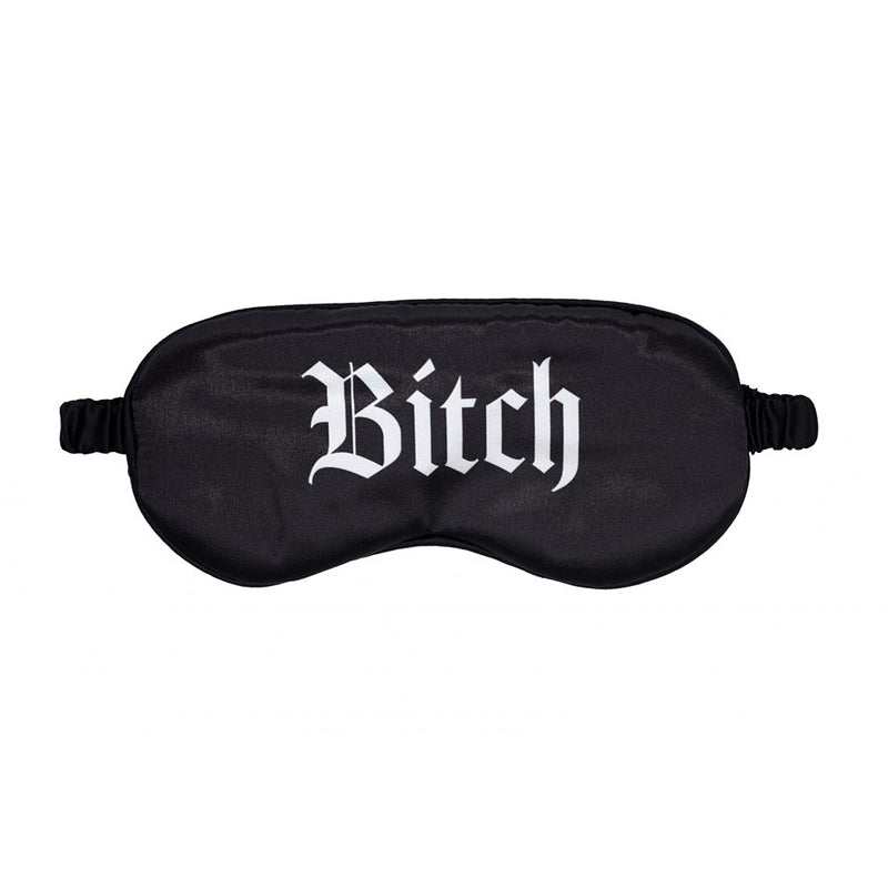 OUCH! Satin Mask - Bitch - Black Printed Eye Mask