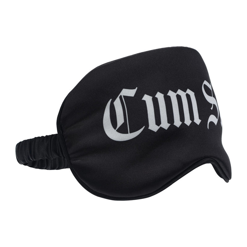 OUCH! Satin Mask - Cum Slut - Black Printed Eye Mask