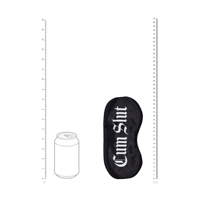 OUCH! Satin Mask - Cum Slut - Black Printed Eye Mask