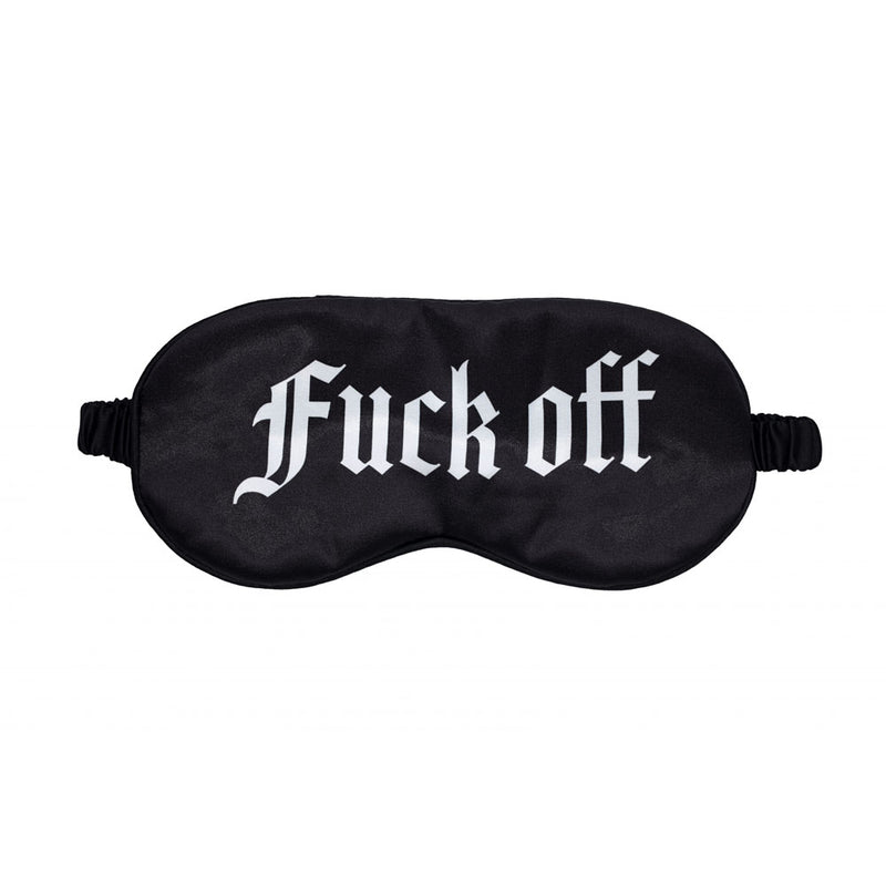 OUCH! Satin Mask - Fuck Off - Black Printed Eye Mask