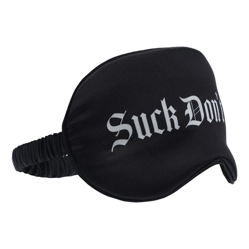 OUCH! Satin Mask - Suck Don't Bite - Black Printed Eye Mask