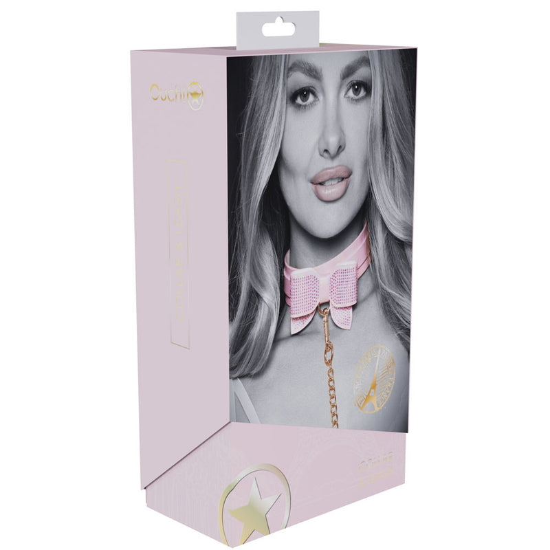 OUCH! Paris Collection - Collar with Leash - Pink Restraint