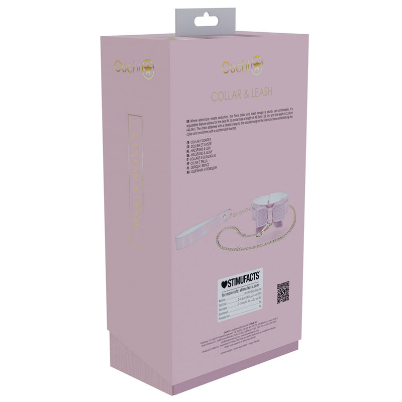 OUCH! Paris Collection - Collar with Leash - Pink Restraint