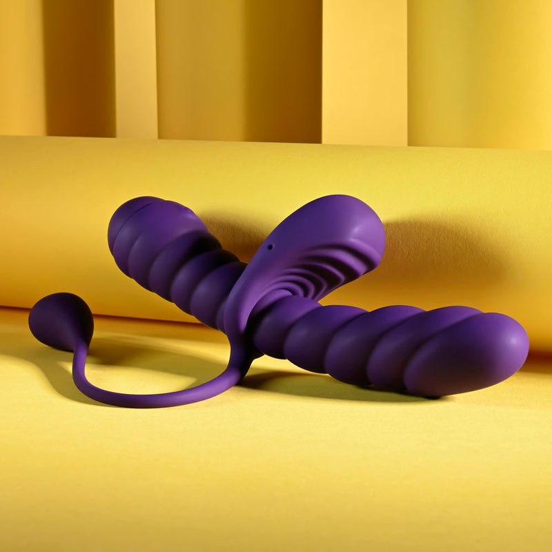 Playboy Pleasure TWISTED PLAYGROUND - Purple USB Rechargeable Vibrator and Cock Ring Kit
