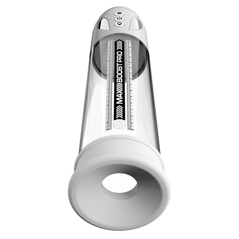 Pump Worx Max Boost Pro Flow - White - White/Clear USB Rechargeable Waterproof Auto Penis Pump