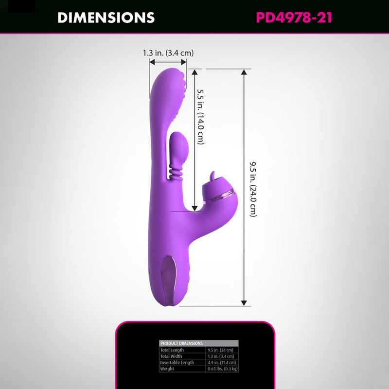 Fantasy For Her IntiMotion Pulse Pro - Purple 24 cm USB Rechargeable Swirling & Flicking Rabbit Vibrator