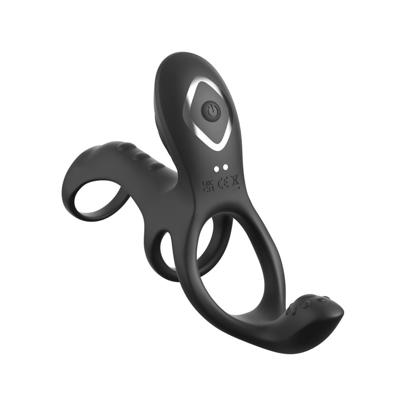 Fantasy C-Ringz Ultimate Couples Cage Max - Black USB Rechargeable Vibrating Cock Ring Cage