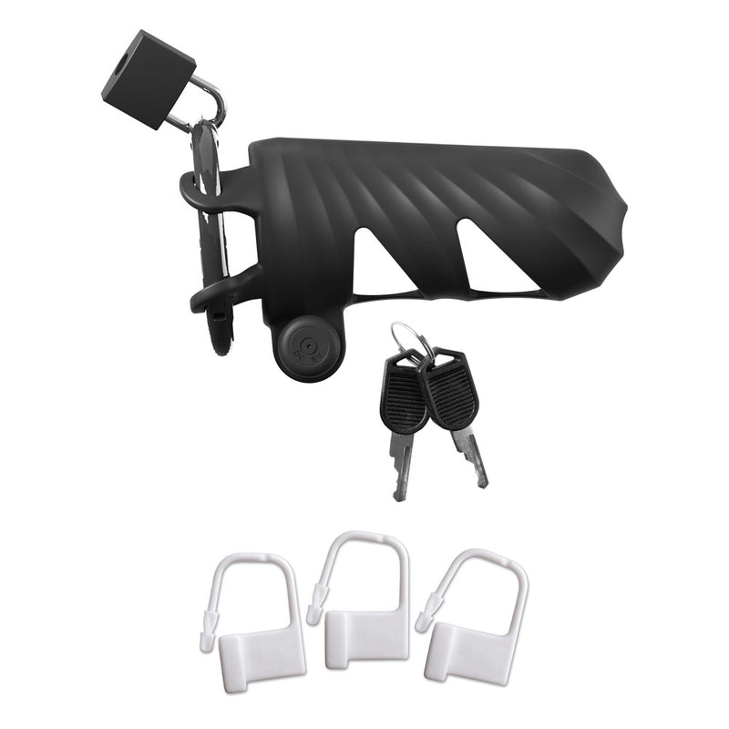 Fantasy C-Ringz Remote-Controlled Vibrating Cock Blocker - Black Vibrating Cock Cage