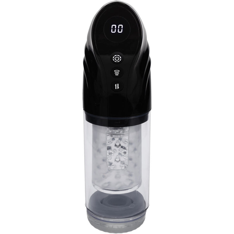 PUMPED Strokemate - Black/Clear USB Rechargeable Sucking Rotating and Thrusting Auto Masturbator