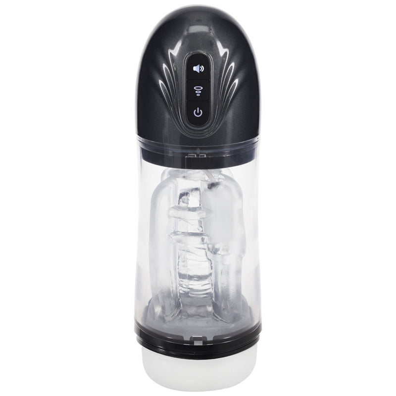PUMPED SonicPull - Gunmetal - Gunmetal Grey/Clear USB Rechargeable Sucking And Vibrating Auto Masturbator