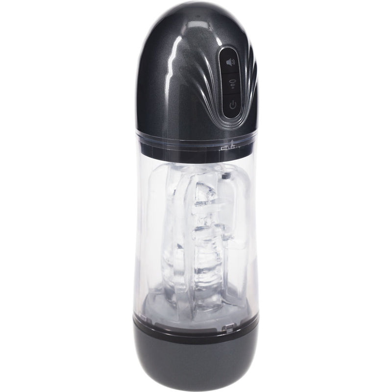 PUMPED SonicPull - Gunmetal - Gunmetal Grey/Clear USB Rechargeable Sucking And Vibrating Auto Masturbator