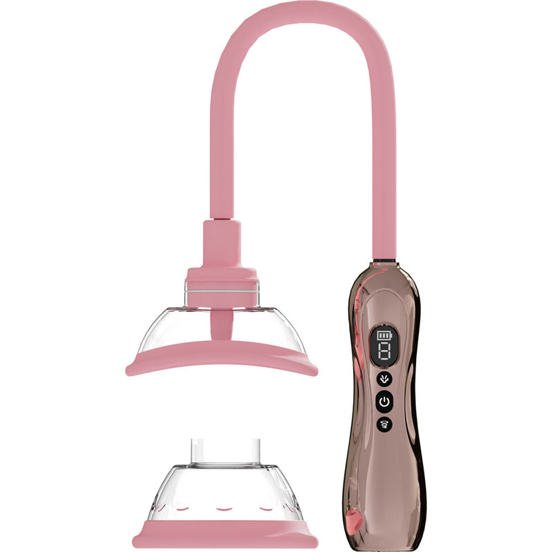 PUMPED Vulva & Breast Pump with Tongue Stimulator - Rose Gold - Rose Gold USB Rechargeable Ladies Pump Set
