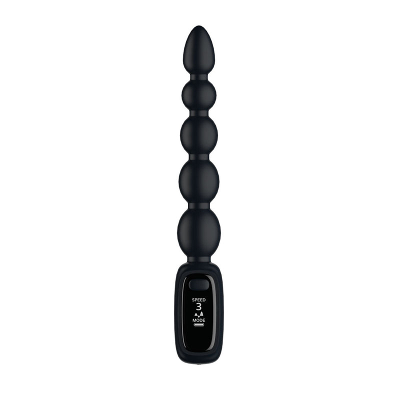 Passion Play Vibrating Anal Beads with LED Screen - Black 23 cm USB Rechargeable Vibrating Anal Beads