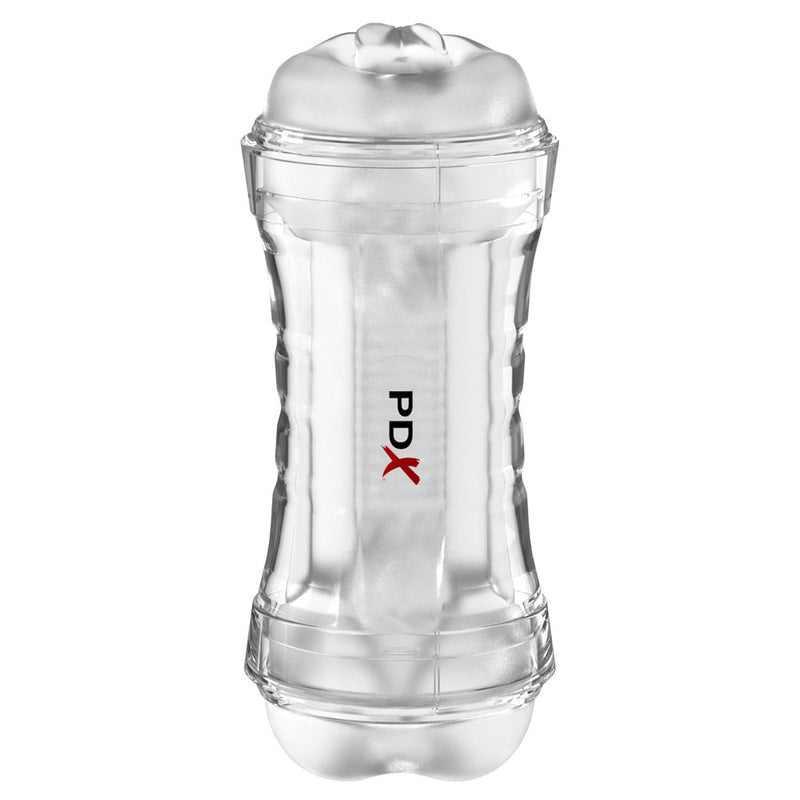 PDX Wet Pussies Super Flip-A-Pussy Over - Clear - Clear Dual Ended Self Lubricating Stroker (Vagina & Ass)
