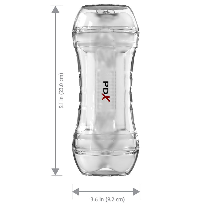 PDX Wet Pussies Super Flip-A-Pussy Over - Clear - Clear Dual Ended Self Lubricating Stroker (Vagina & Ass)