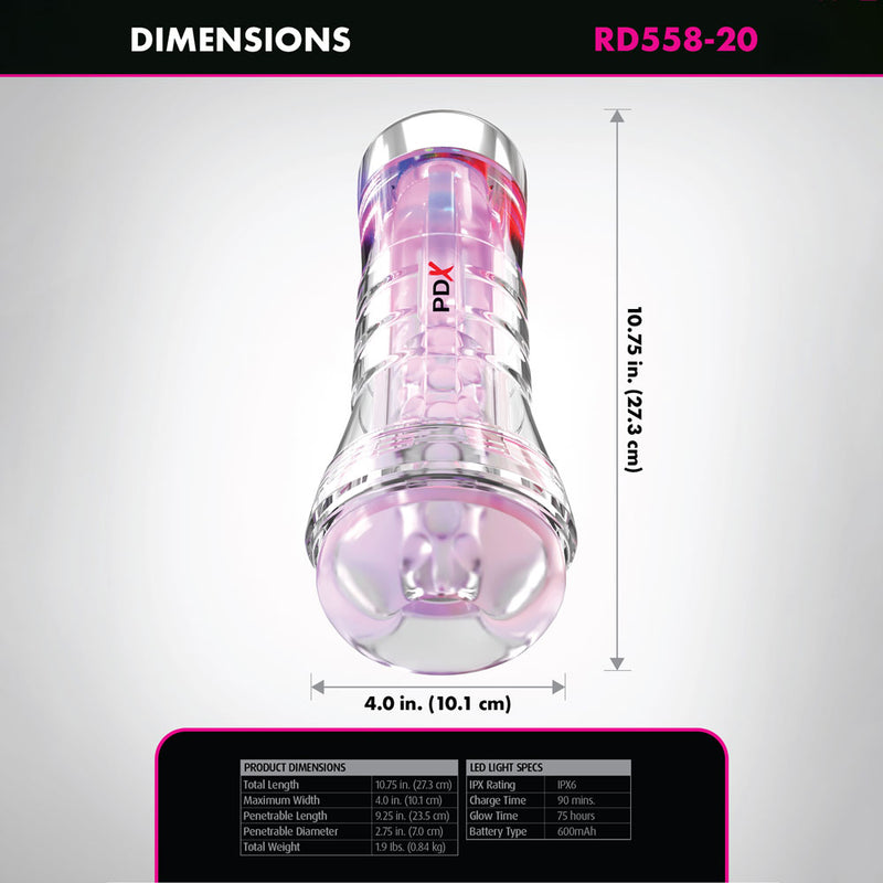 PDX Elite ViewTube XXL LED Stroker - Clear Stroker with LED Lights