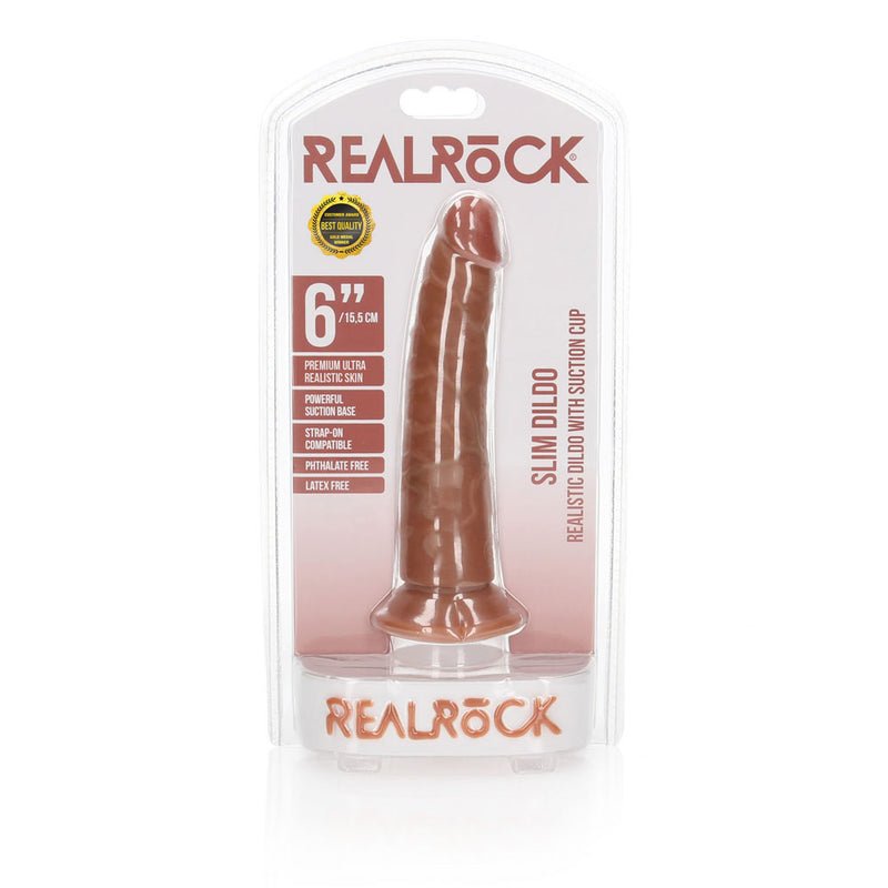 REALROCK Realistic Slim Dildo without Balls - 15.5 cm - Tan 15.5 cm (6'') Dong