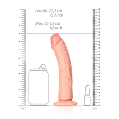 REALROCK Realistic Regular Curved Dildo with Suction Cup - 20 cm - Flesh 20 cm (8'') Dong