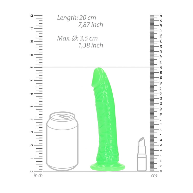 REALROCK 18 cm Slim Glow in the Dark Neon - Green - Glow in Dark Green 18 cm (7'') Dong