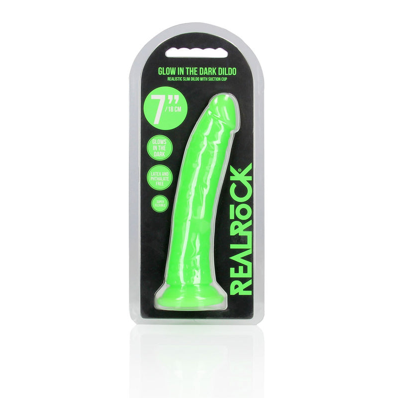 REALROCK 18 cm Slim Glow in the Dark Neon - Green - Glow in Dark Green 18 cm (7'') Dong