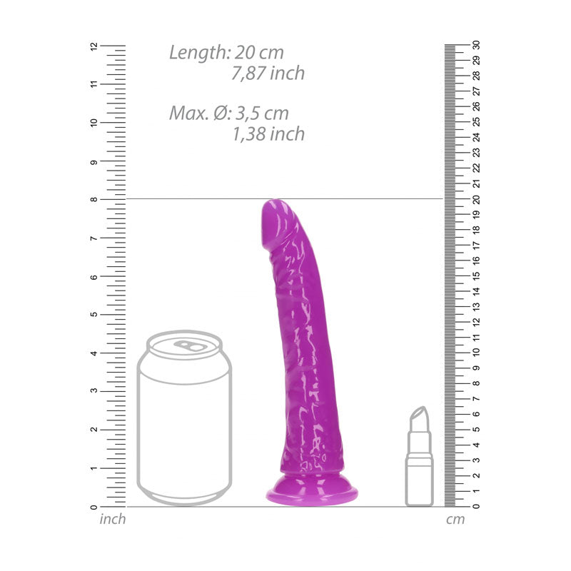REALROCK 18 cm Slim Glow in the Dark Neon - Purple - Glow in Dark Purple 18 cm (7'') Dong