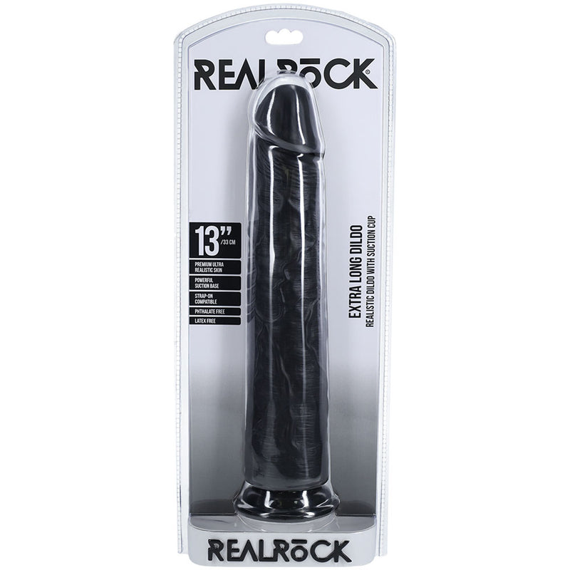 REALROCK 33cm Extra Long Dildo - Black - Black 33 cm (13'') Extra Long Dong