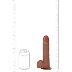 REALROCK 20cm Vibrating + Thrusting Cock with Balls - Tan - Tan 20.3 cm (8'') USB Rechargeable Vibrating and Thrusting Dong