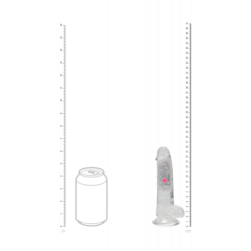 REALROCK 6'' with Balls Wireless Rechargeable LED Vibrating Dong - Clear with LED 16.2 cm USB Rechargeable Vibrating Dong with Remote