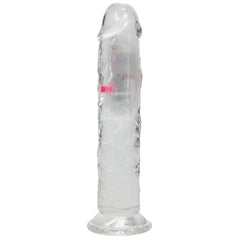 REALROCK 7'' No Balls Wireless Rechargeable LED Vibrating Dong - Clear with LED 20 cm USB Rechargeable Vibrating Dong with Remote