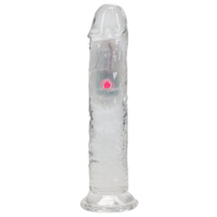 REALROCK 7'' No Balls Wireless Rechargeable LED Vibrating Dong - Clear with LED 20 cm USB Rechargeable Vibrating Dong with Remote