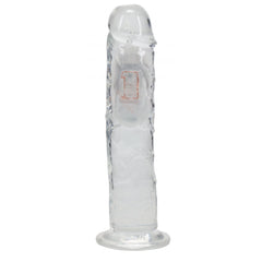 REALROCK 8'' No Balls Wireless Rechargeable LED Vibrating Dong - Clear with LED 22 cm USB Rechargeable Vibrating Dong with Remote
