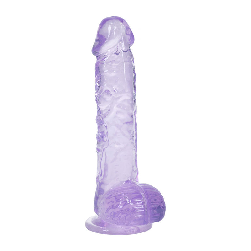 REALROCK 5'' Crystal Clear Dildo with Balls - Purple - Clear Purple 14.7 cm Dong