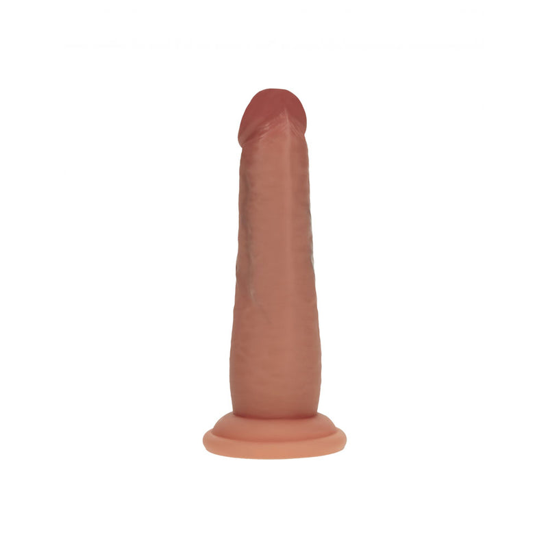 REALROCK Dual Density 6'' Sliding Skin Silicone Dildo - Tan - Tan 15.2 cm Sliding Skin Dildo