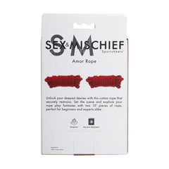 Sex & Mischief Amor Rope - 2 Red Bondage Ropes - 4.5 m Lengths