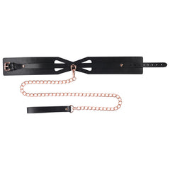 Sex & Mischief Brat Collar & Leash - Rose Gold/Black Restraint