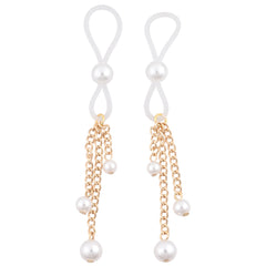 Sex & Mischief Pearl Nipple Ties - Gold/Pearl Nipple Restraints - Set of 2
