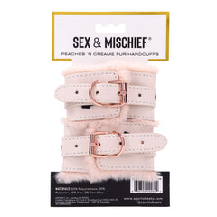 Sex & Mischief Peaches n CreaMe Fur Handcuffs - Peach Restraints