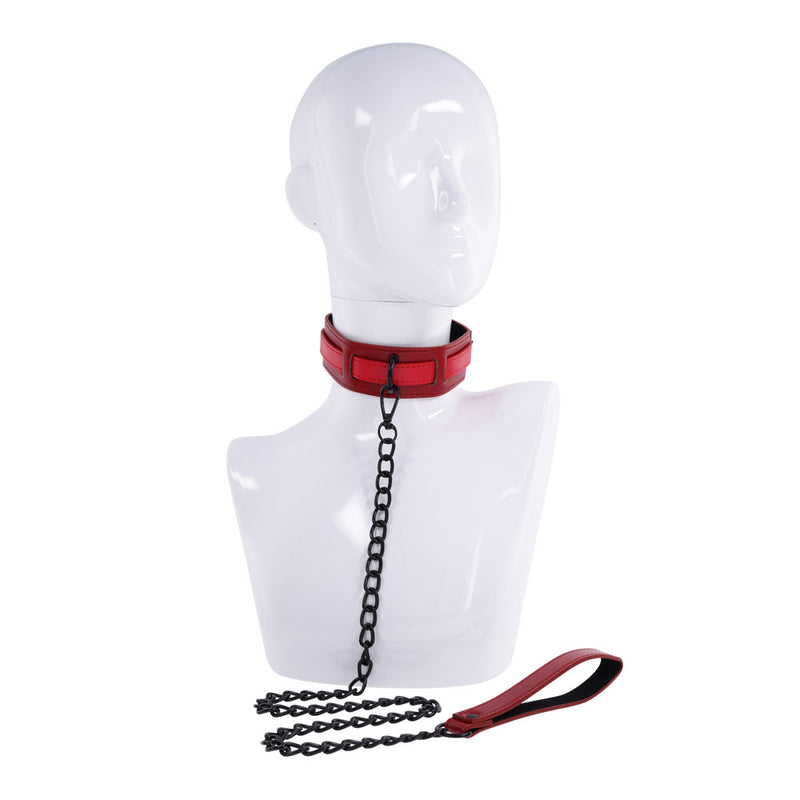 S&M Exs & Ohs Collar and Leash - Red Neck Restraint