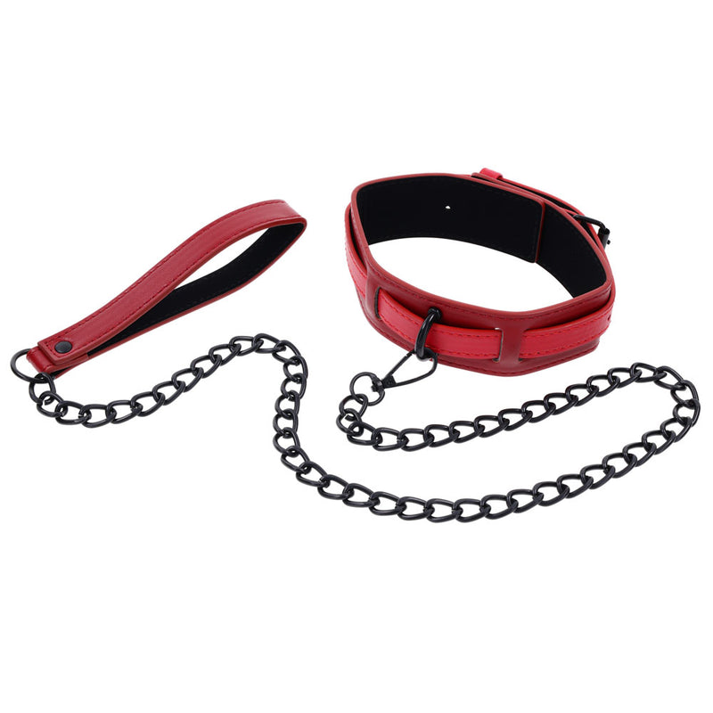 S&M Exs & Ohs Collar and Leash - Red Neck Restraint