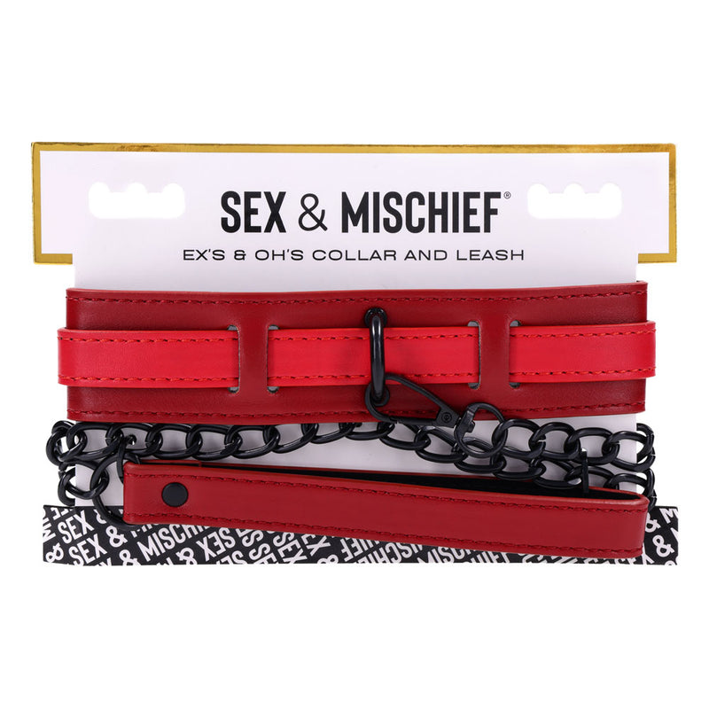 S&M Exs & Ohs Collar and Leash - Red Neck Restraint