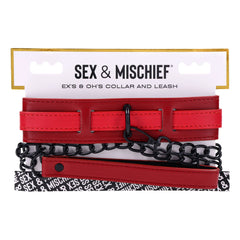 S&M Exs & Ohs Collar and Leash - Red Neck Restraint