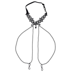 Sex & Mischief Lace Collar with Nipple Ties - Black Neck and Nipple Restraints