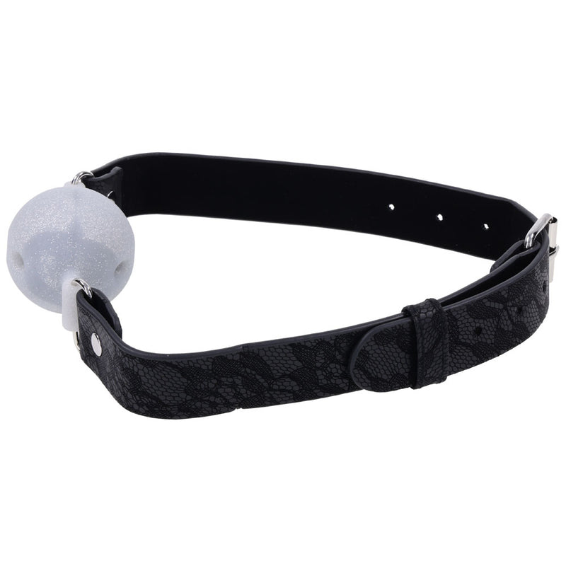 Sex & Mischief Lace Silicone Breathable Ball Gag - Black/Grey Mouth Restraint
