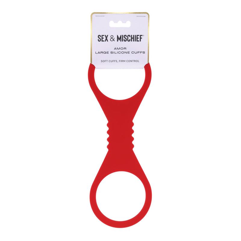 Sex & Mischief Amor Large Silicone Cuffs - Red Large Restraints