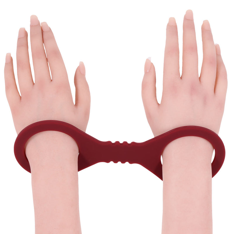 Sex & Mischief Enchanted Small Silicone Cuffs - Burgundy Small Restraints