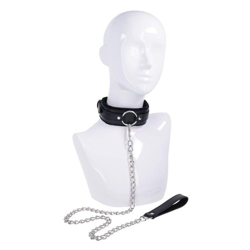 S&M Shadow Collar and Leash - Black Neck Restraint and Leash