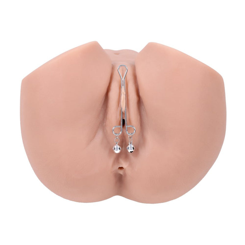 S&M Shadow Bell Nipple and Clit Jewelry - Metal Nipple Clamps and Clitoris Clamp
